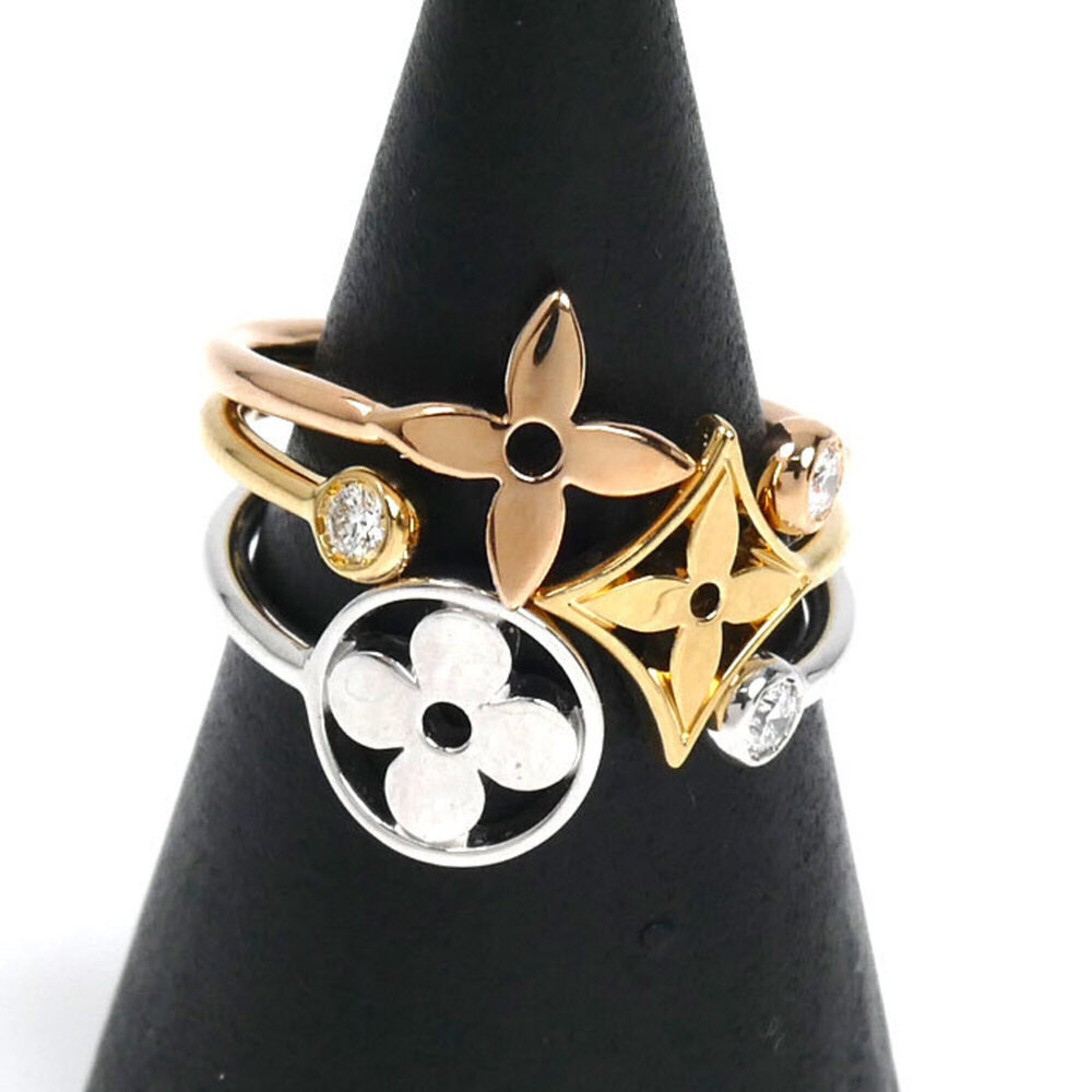 LOUIS VUITTON 18k Gold Diamond Monogram Ring